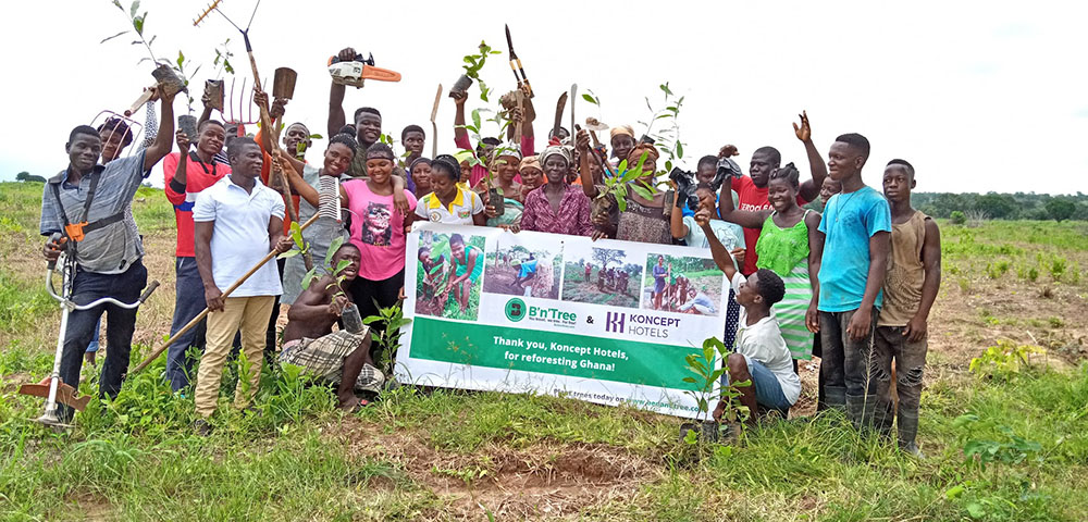 Click A Tree Tourism brand B'n'Tree and Koncept Hotels plant trees to reforest Ghana